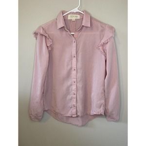 Cloth &‎ Stone Pink Ruffle Sleeve Button Up Shirt
